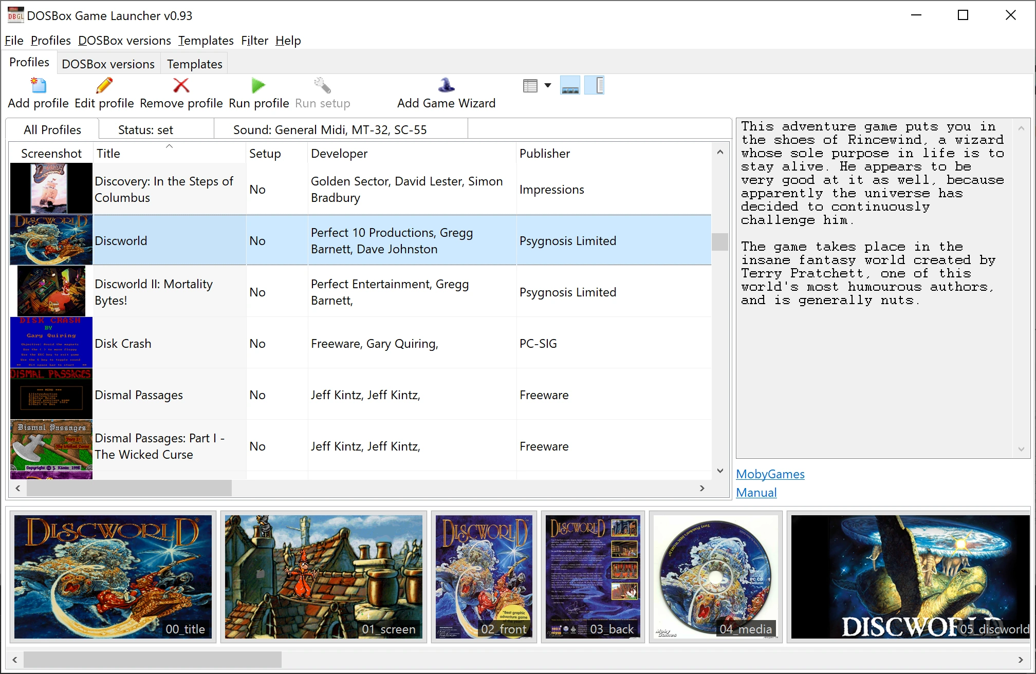 DBGL main window